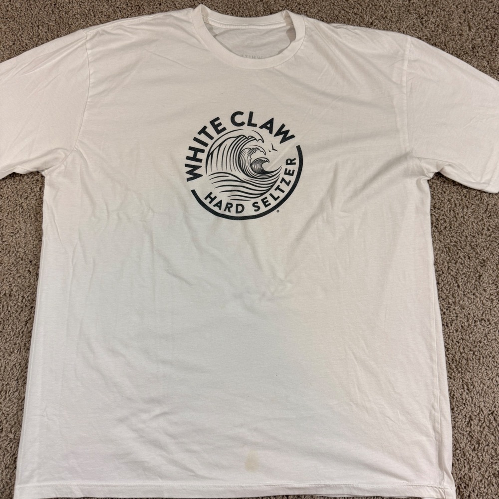 White Claw Hard Seltzer T-Shirt Mens XL White Good Graphic Wave Logo Tee
